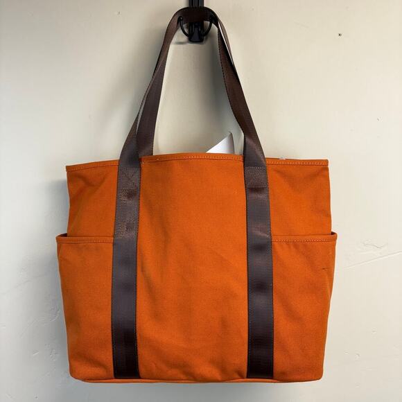 NWT Target x Woolrich Large Patchwork Cotton Tote Bag Burnt Orange - Picture 2 of 3